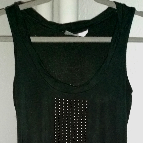 Y2K Studded Black Stretch Knit Tank Top Soundgirl Punk Metal Dot Studs - Picture 4 of 6